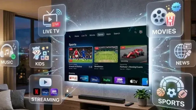 Sky Glass IPTV subscription streaming on a Smart TV