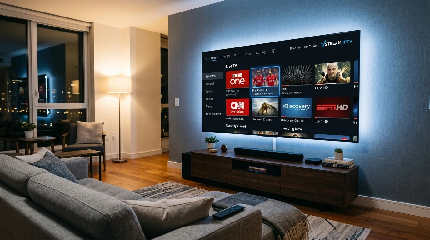 Sky Glass IPTV streaming interface with channels
