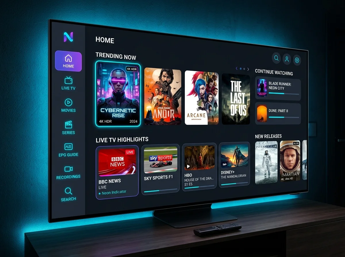Sky Glass IPTV app interface