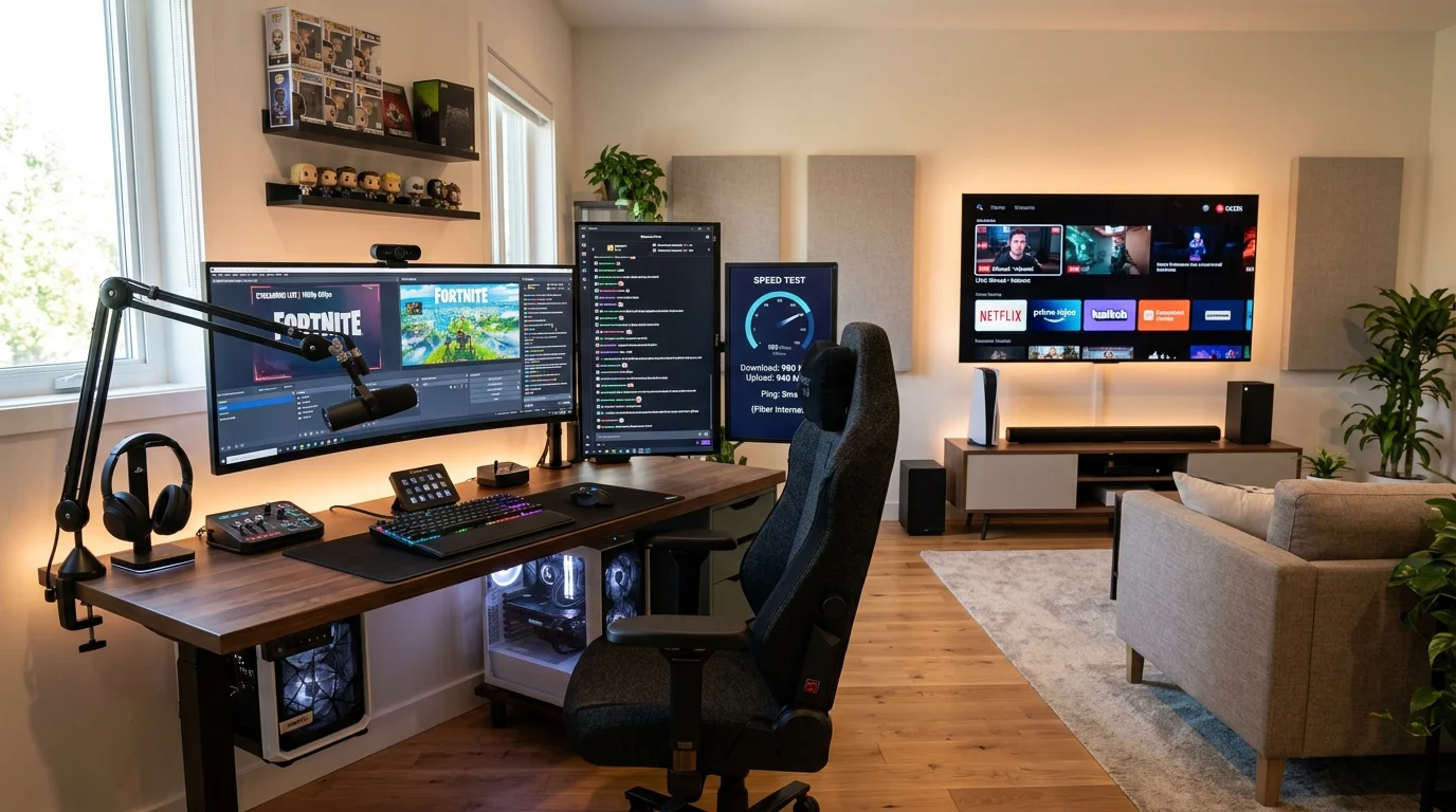 Modern home entertainment setup using Sky Glass IPTV subscription